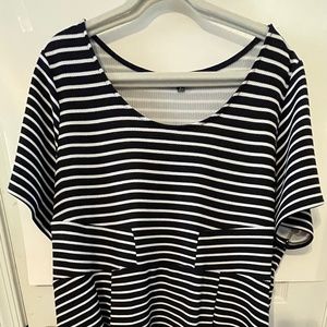 Ryan Wythe Black & White Stripe Fit & Flare Dress